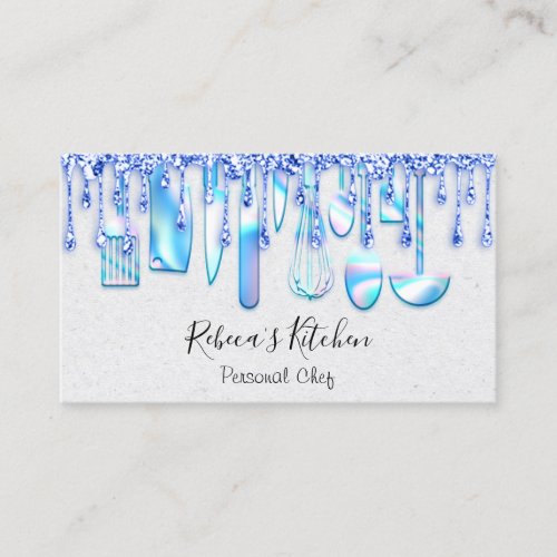 Catering Personal Chef Kitchen Blue Drips Business Card
