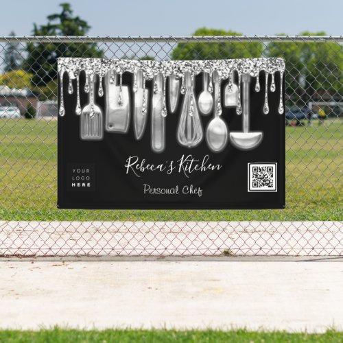Catering Personal Chef Kitchen Gold Qr Code Logo Banner