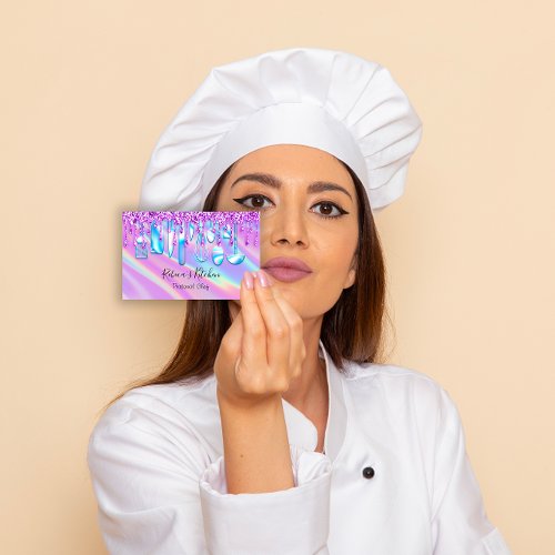 Catering Personal Chef Kitchen Holograph Drips Business Card