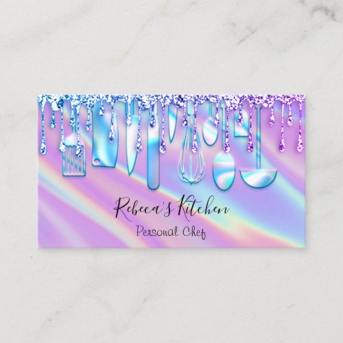 Catering Personal Chef Kitchen Holograph Knifes Business Card