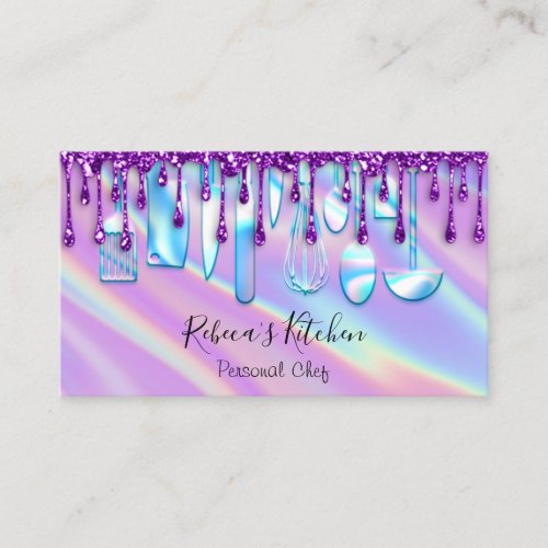 Catering Personal Chef Kitchen Holograph Violet Business Card