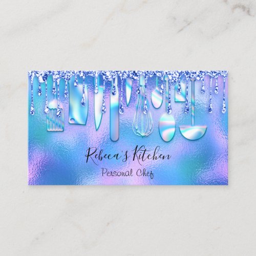 Catering Personal Chef Kitchen Knifes Blue Drips Business Card