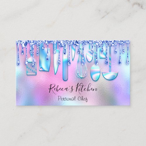 Catering Personal Chef Kitchen Knifes Blue Pink Business Card