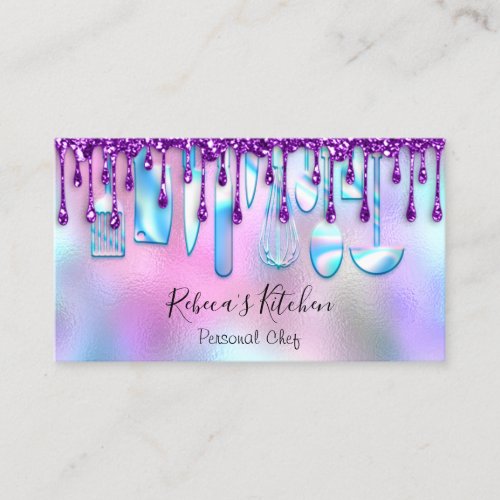 Catering Personal Chef Kitchen Knifes Purple Business Card