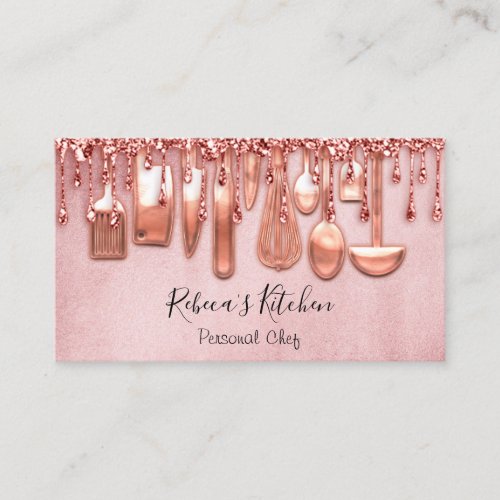 Catering Personal Chef Kitchen Knifes Rose Blush Business Card