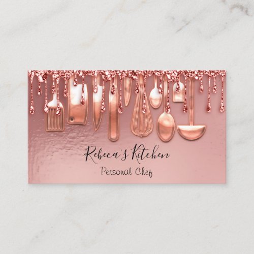 Catering Personal Chef Kitchen Knifes Rose Copper Business Card