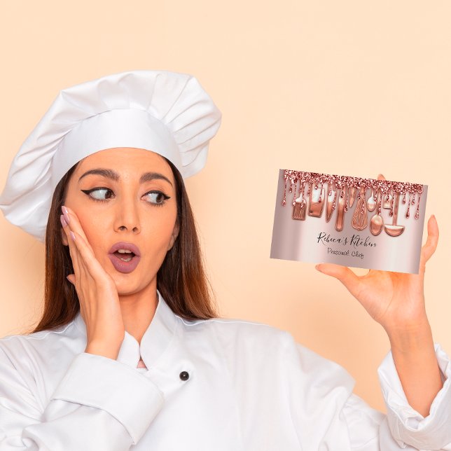 Catering Personal Chef Kitchen Knifes Rose Drips Business Card (Creator Uploaded)