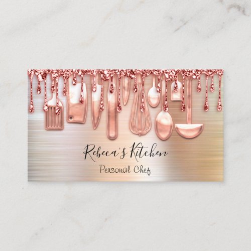 Catering Personal Chef Kitchen Knifes Rose Drips Business Card