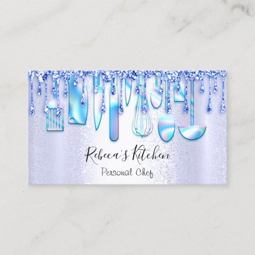 Catering Personal Chef Kitchen Pink BlueDripPastel Business Card