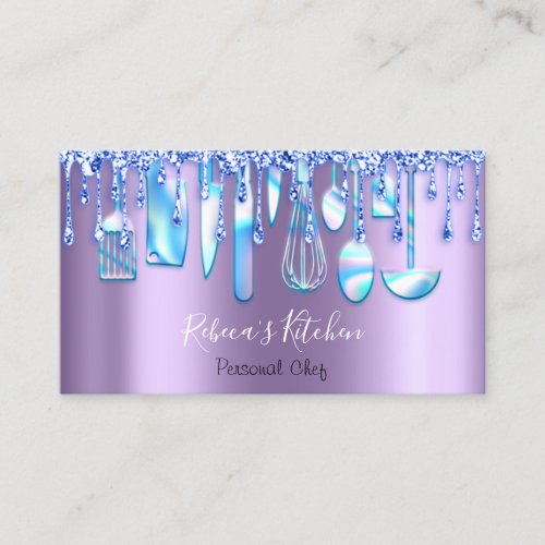 Catering Personal Chef Kitchen Purple Blue Drips Business Card