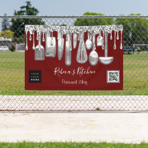 Catering Personal Chef Kitchen Silver Qr Code Logo Banner