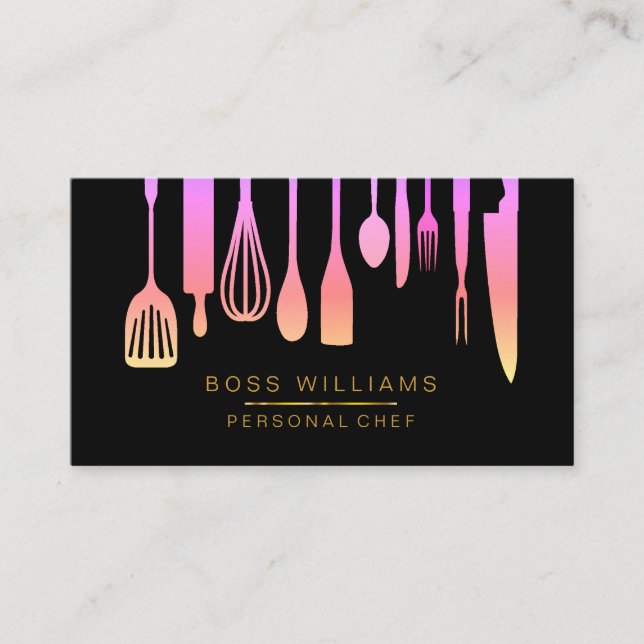 Catering Personal Chef Kitchen Utensils Business Card (Front)