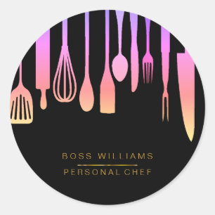 Catering Personal Chef Kitchen Utensils Classic Round Sticker