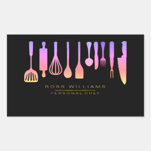 Catering Personal Chef Kitchen Utensils Rectangular Sticker