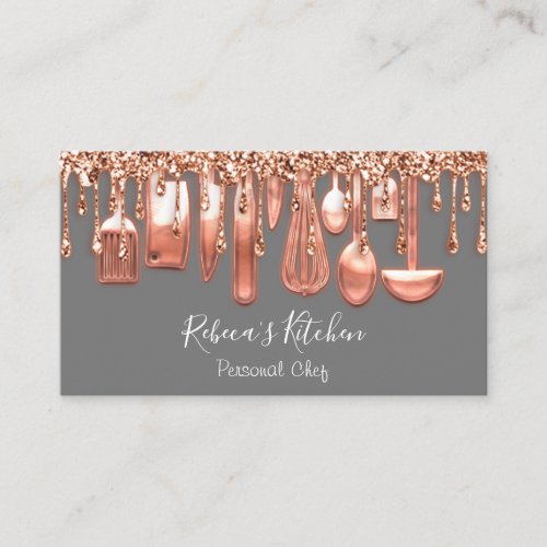 Catering Personal Chef Restaurant Copper Gray Business Card