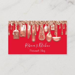 Catering Personal Chef Restaurant Copper Red Business Card