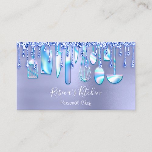 Catering Personal Chef Restaurant Drip Blue Ombre Business Card