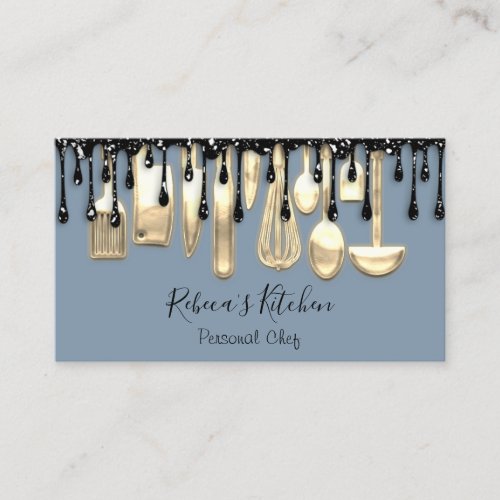 Catering Personal Chef Restaurant Drip Gold Drips Business Card