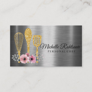 Catering Personal Chef Restaurant Drip Red Gold Business Card