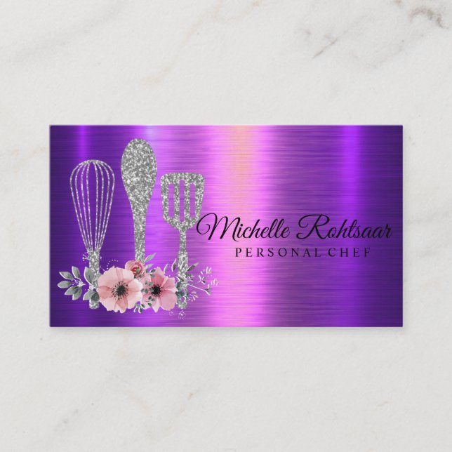 Catering Personal Chef Restaurant Drip Red Gold Business Card (Front)