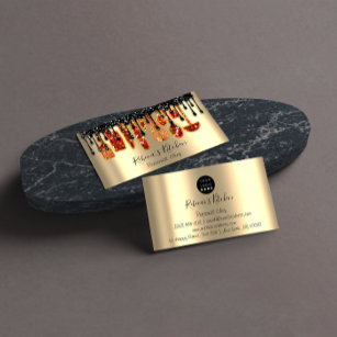 Catering Personal Chef Restaurant Drip Red Gold Business Card