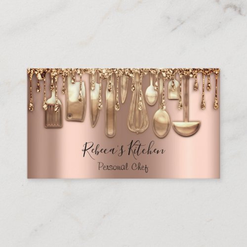Catering Personal Chef Restaurant Drip Rose Gold Business Card