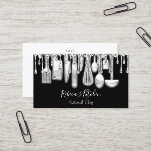 Catering Personal Chef Restaurant Drips Black Business Card
