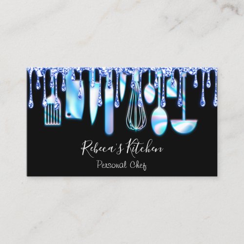 Catering Personal Chef Restaurant Drips Blue Business Card