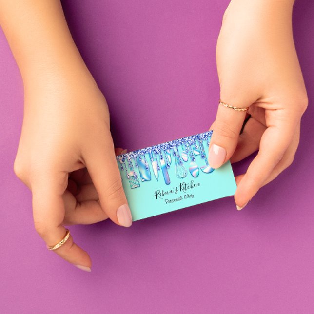 Catering Personal Chef Restaurant Drips Glitter  Business Card (Creator Uploaded)