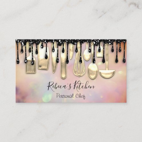Catering Personal Chef Restaurant Drips Holograph Business Card