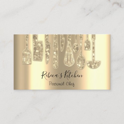 Catering Personal Chef Restaurant Gold Glitter Business Card