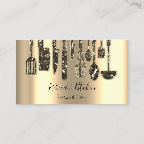 Catering Personal Chef Restaurant Gold  Sepia Business Card