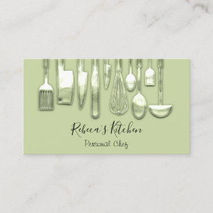 Catering Personal Chef Restaurant Green Mint Business Card