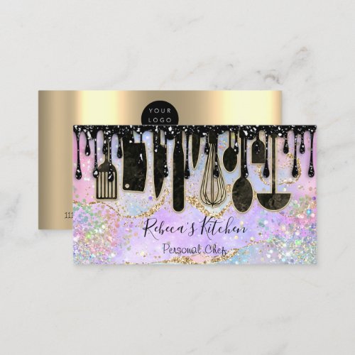 Catering Personal Chef Restaurant Holograph Drips Business Card