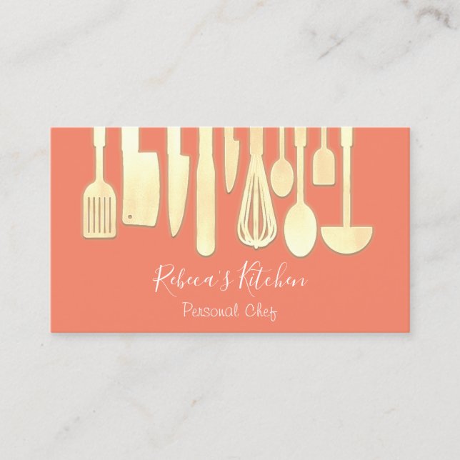 Catering Personal Chef Restaurant Kitchen Orange Business Card (Front)