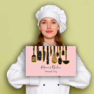 Catering Personal Chef Restaurant Kitchen Pink Business Card
