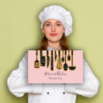 Catering Personal Chef Restaurant Kitchen Pink Business Card by luxury_luxury at Zazzle