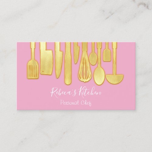 Catering Personal Chef Restaurant Kitchen Pink  Business Card