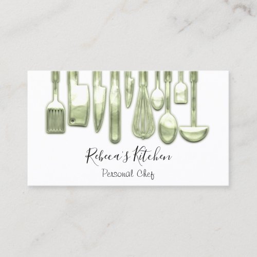 Catering Personal Chef Restaurant Mint Green Business Card