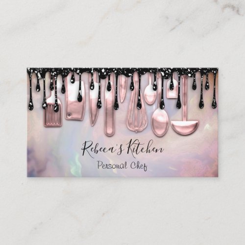 Catering Personal Chef Restaurant Pink Cooking  Business Card