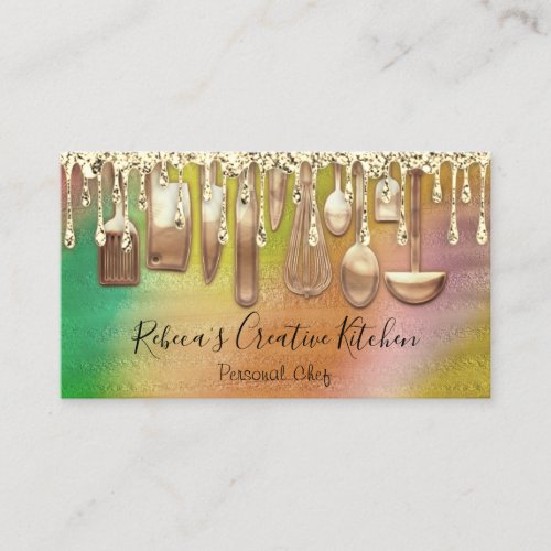Catering Personal Chef Restaurant QR Code Drips Business Card