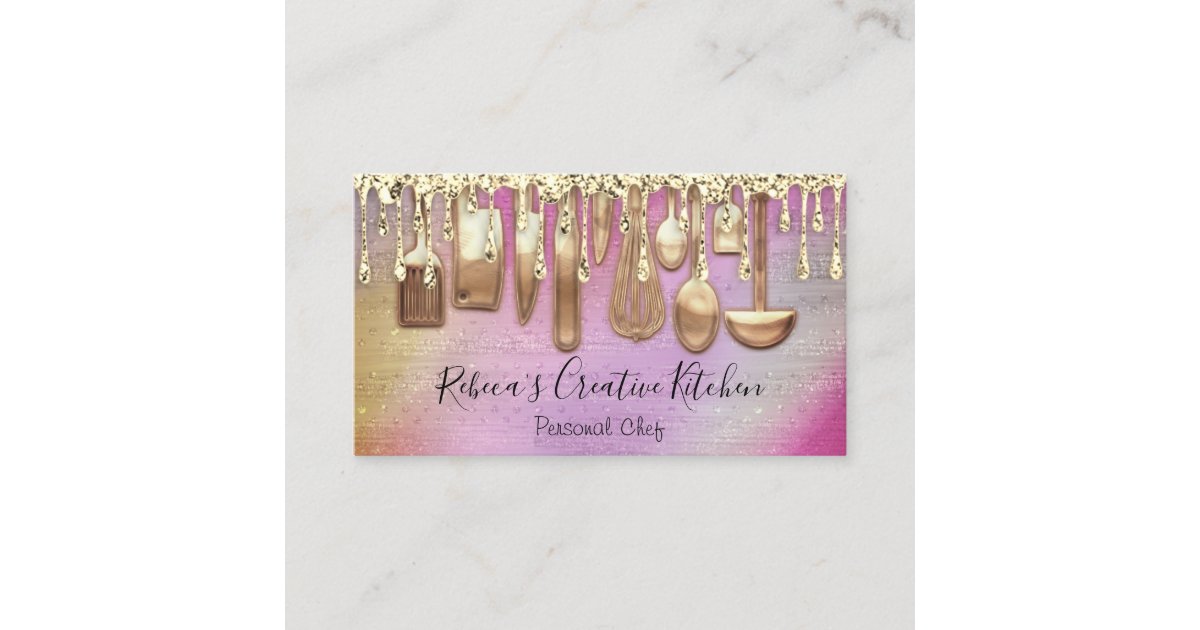Catering Personal Chef Restaurant QR Code Utensils Business Card Zazzle