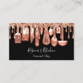 Catering Personal Chef Restaurant Rose Black Business Card (Front)