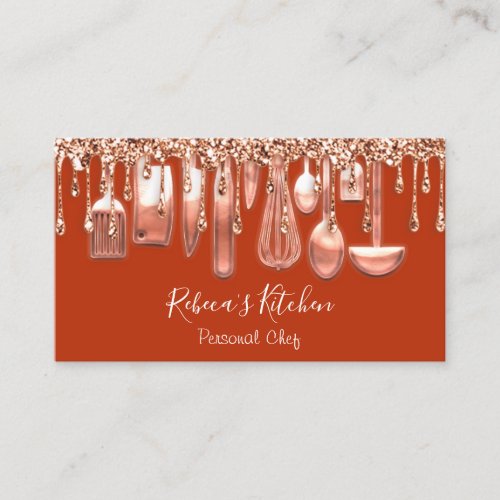 Catering Personal Chef Restaurant Rose Copper Business Card