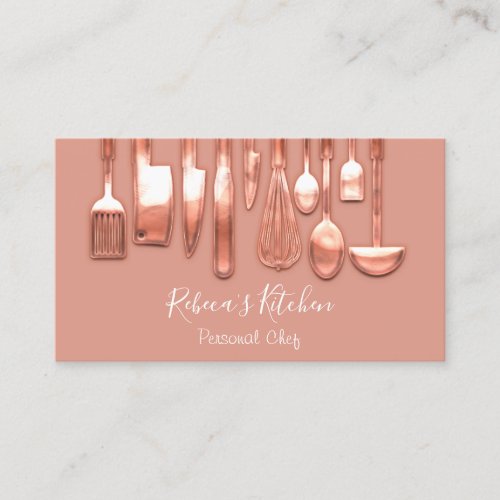 Catering Personal Chef Restaurant Rose Gold Business Card