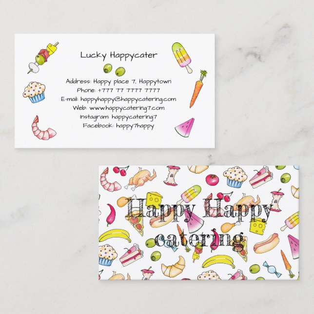Catering Restaurant Event planner Grocery shop Business Card (Front/Back)