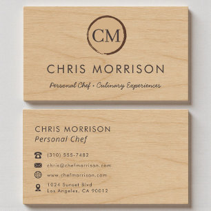 Catering Restaurant Personal Chef Rustic Wood  Business Card