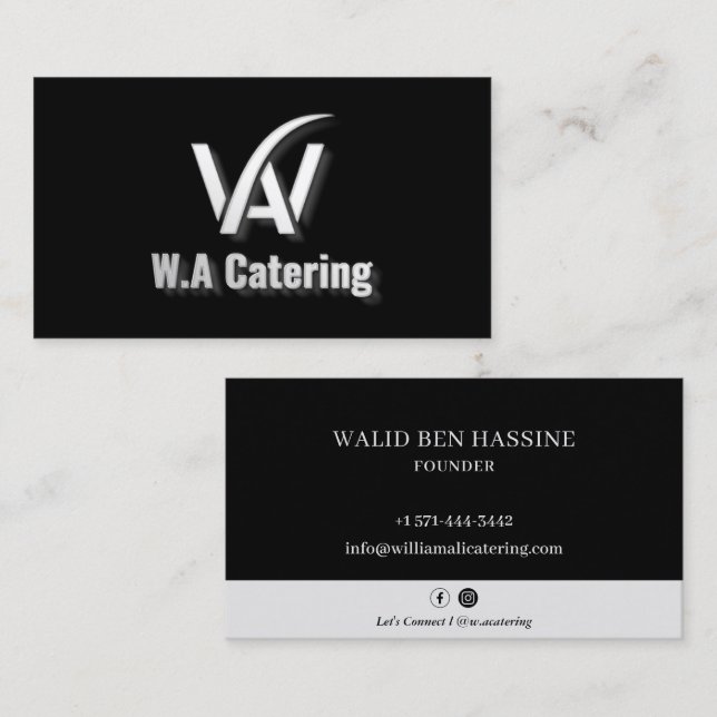 Catering Restaurant Professional Logo Black  Business Card (Front/Back)