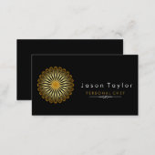 Catering Retro Black Chef Gold Whisk Circle Business Card (Front/Back)