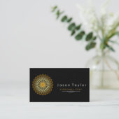Catering Retro Black Chef Gold Whisk Circle Business Card (Standing Front)